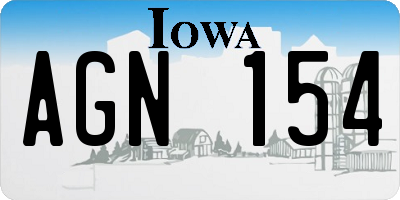 IA license plate AGN154
