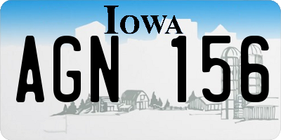 IA license plate AGN156