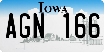 IA license plate AGN166