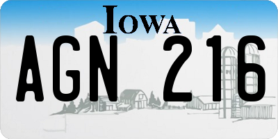 IA license plate AGN216