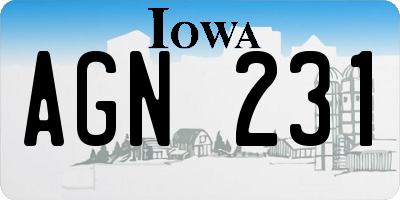 IA license plate AGN231