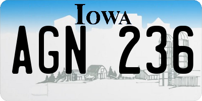 IA license plate AGN236