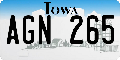 IA license plate AGN265
