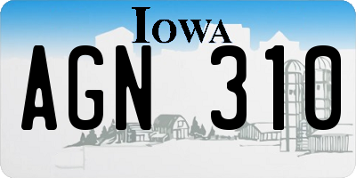 IA license plate AGN310