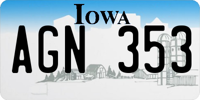 IA license plate AGN353