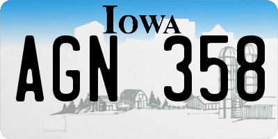 IA license plate AGN358