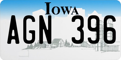 IA license plate AGN396