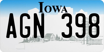 IA license plate AGN398