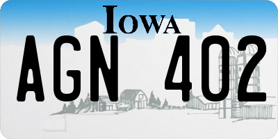 IA license plate AGN402