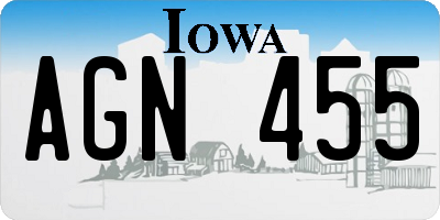 IA license plate AGN455