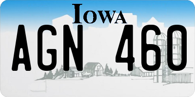 IA license plate AGN460
