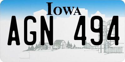 IA license plate AGN494