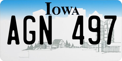 IA license plate AGN497