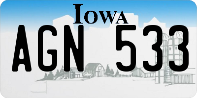 IA license plate AGN533