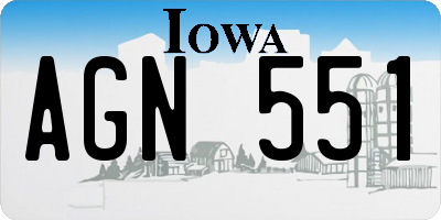IA license plate AGN551