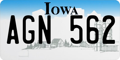 IA license plate AGN562