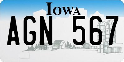 IA license plate AGN567