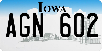 IA license plate AGN602