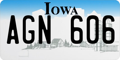 IA license plate AGN606