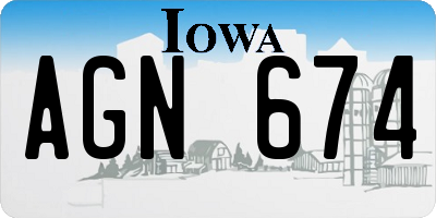 IA license plate AGN674