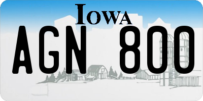 IA license plate AGN800