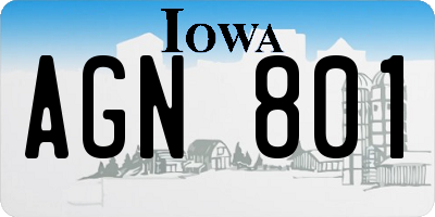 IA license plate AGN801