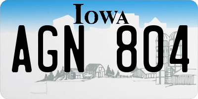 IA license plate AGN804