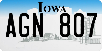 IA license plate AGN807