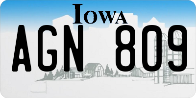 IA license plate AGN809