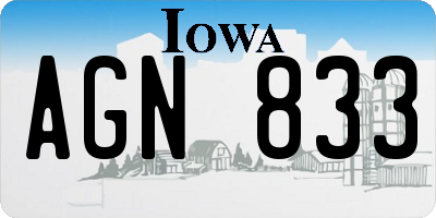 IA license plate AGN833