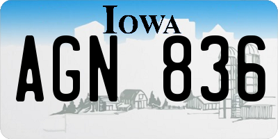 IA license plate AGN836