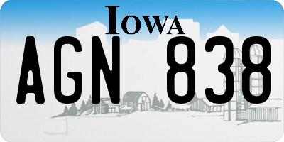 IA license plate AGN838