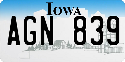 IA license plate AGN839