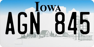 IA license plate AGN845