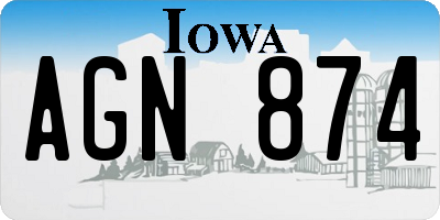 IA license plate AGN874