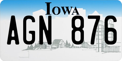 IA license plate AGN876