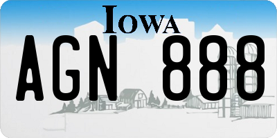 IA license plate AGN888