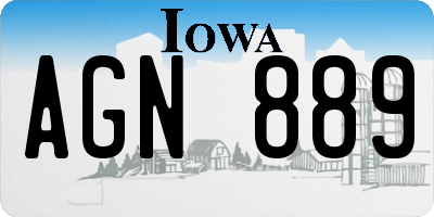 IA license plate AGN889