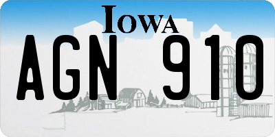 IA license plate AGN910