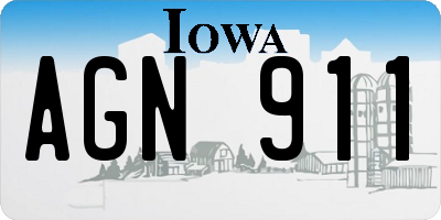 IA license plate AGN911