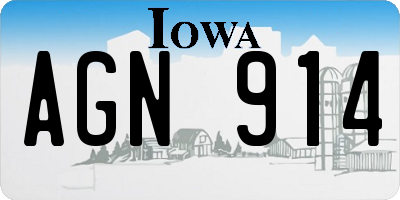 IA license plate AGN914