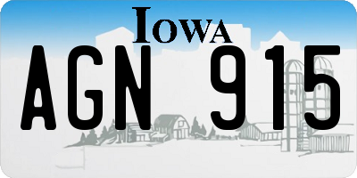 IA license plate AGN915