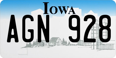 IA license plate AGN928