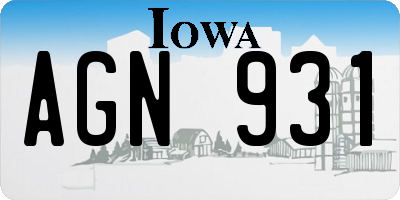 IA license plate AGN931
