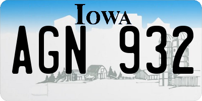 IA license plate AGN932