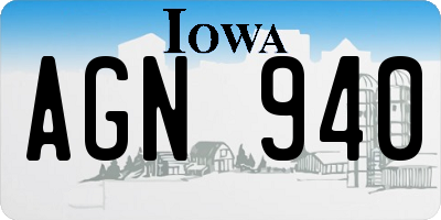 IA license plate AGN940