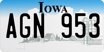 IA license plate AGN953