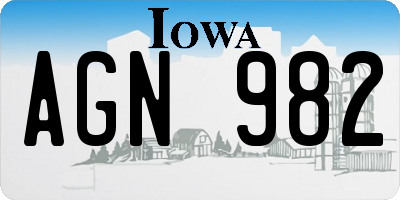 IA license plate AGN982