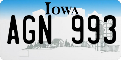 IA license plate AGN993