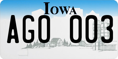 IA license plate AGO003